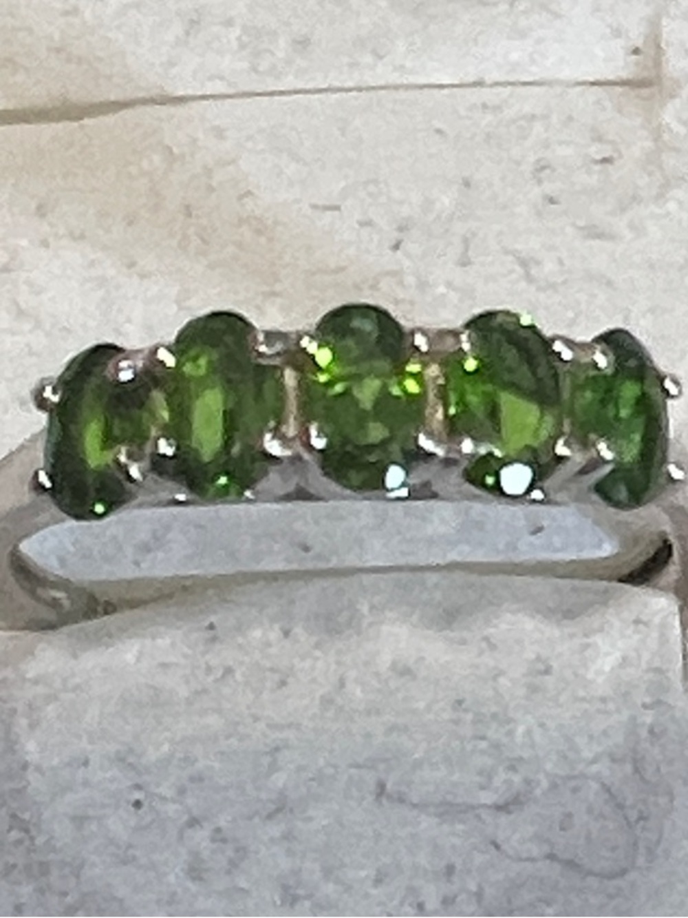 Genuine Chrome Diopside Five-Stone Band Ring .925 Sterling Silver